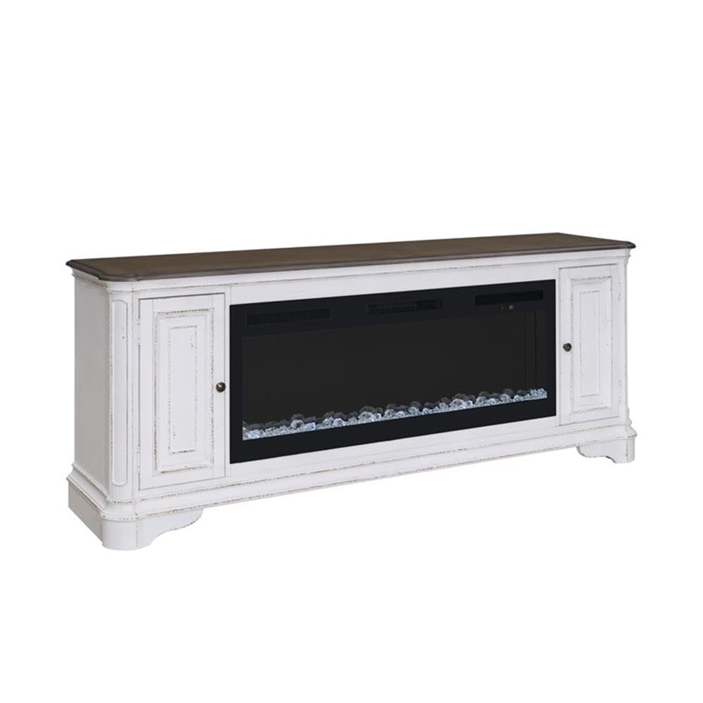 82 Inch Fireplace TV Console with Adjustable Shelves Y6350
