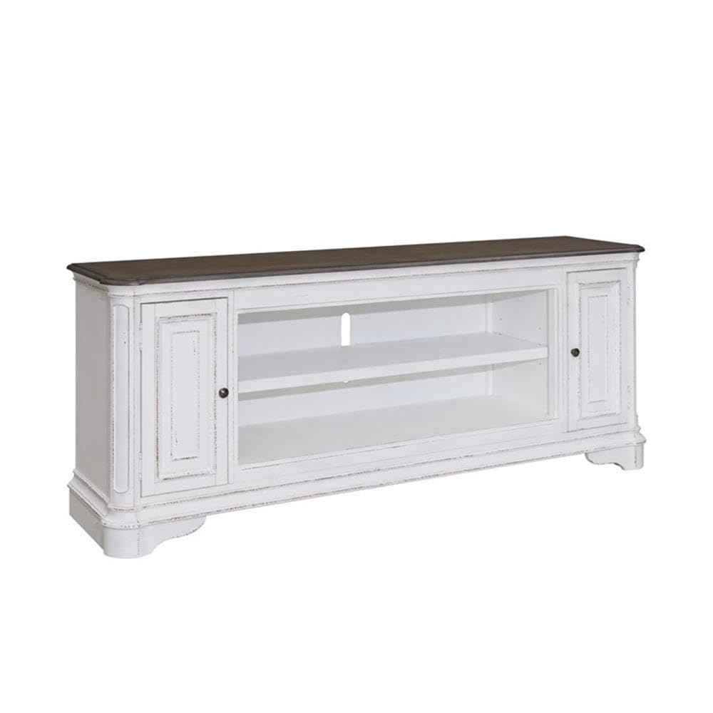 82 Inch Fireplace TV Console with Adjustable Shelves Y6350