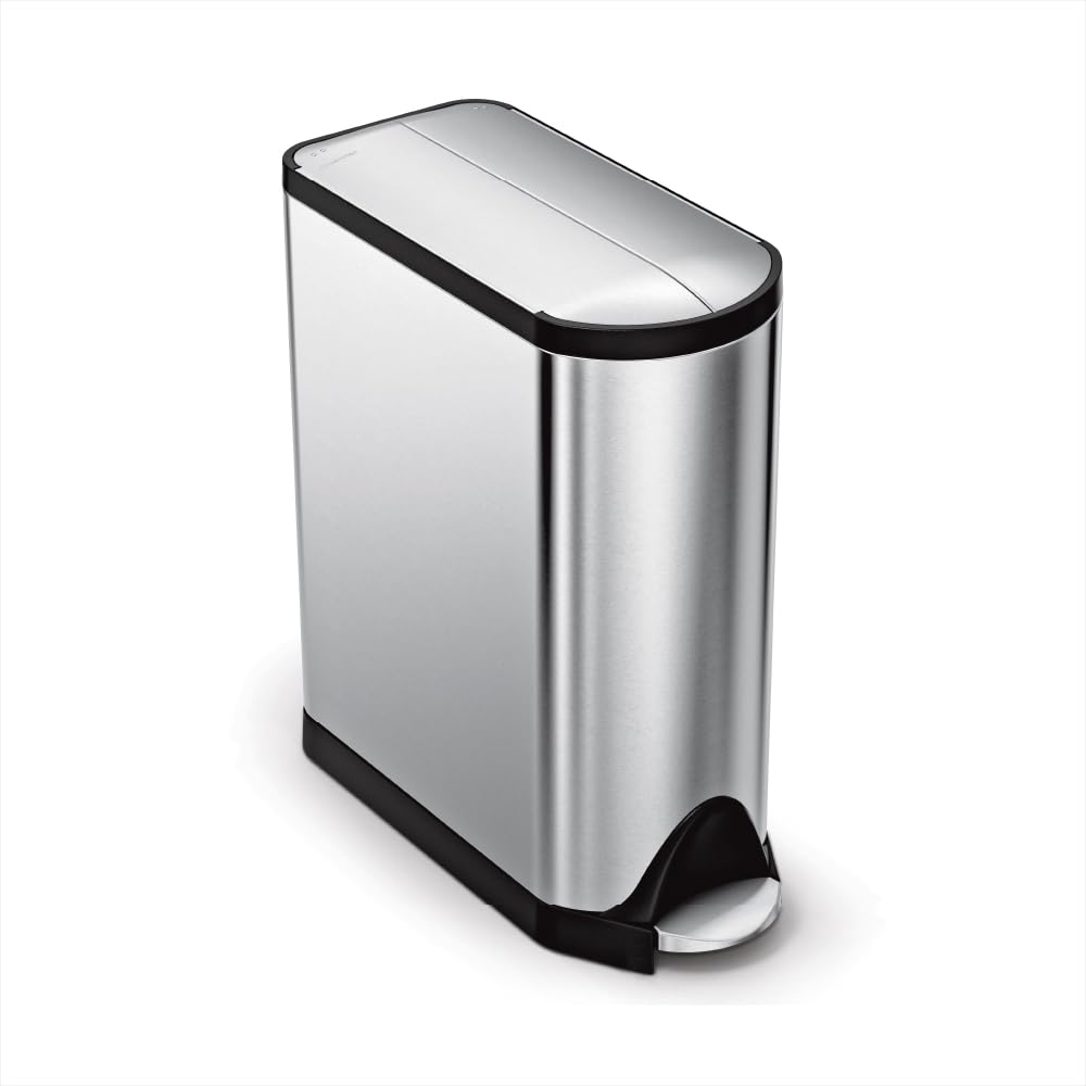 45 Liter Brushed Stainless Steel Step Trash Can O216
