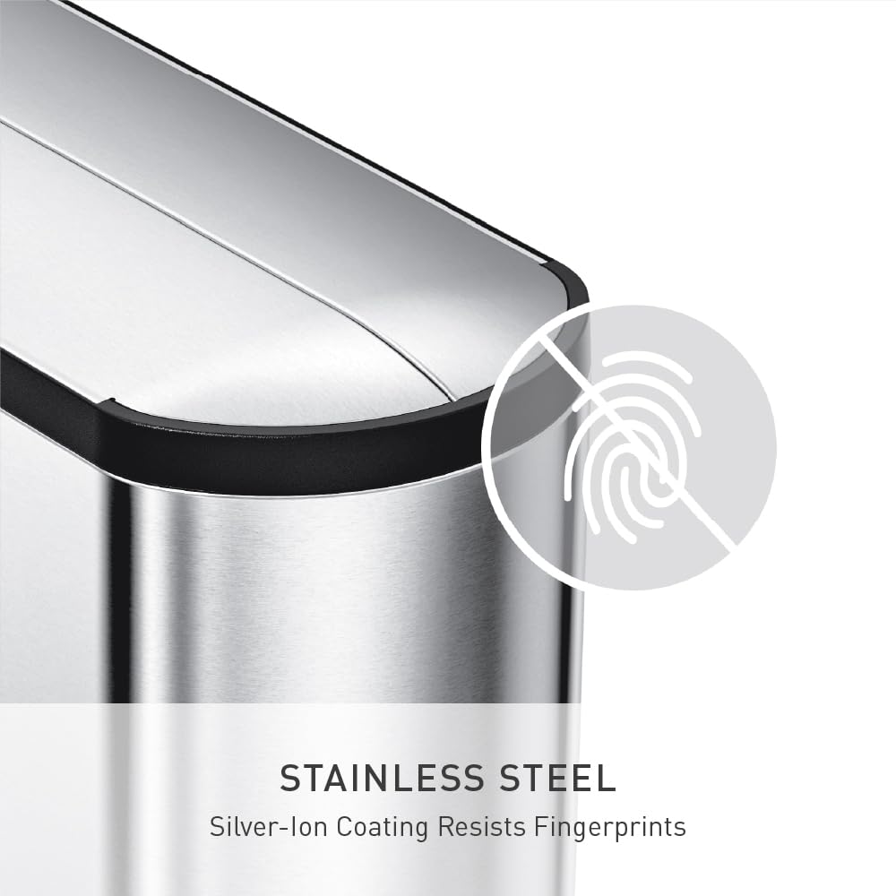 45 Liter Brushed Stainless Steel Step Trash Can O216
