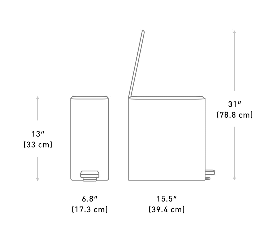 9L Brushed Stainless Steel Slim Step Trash Can B1845