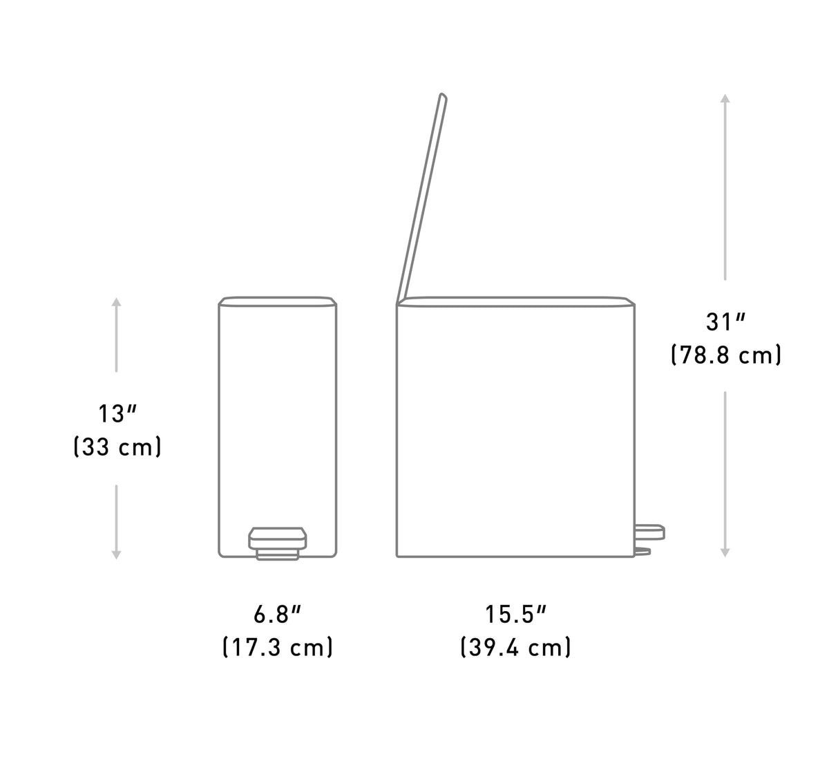 9L Brushed Stainless Steel Slim Step Trash Can B1845