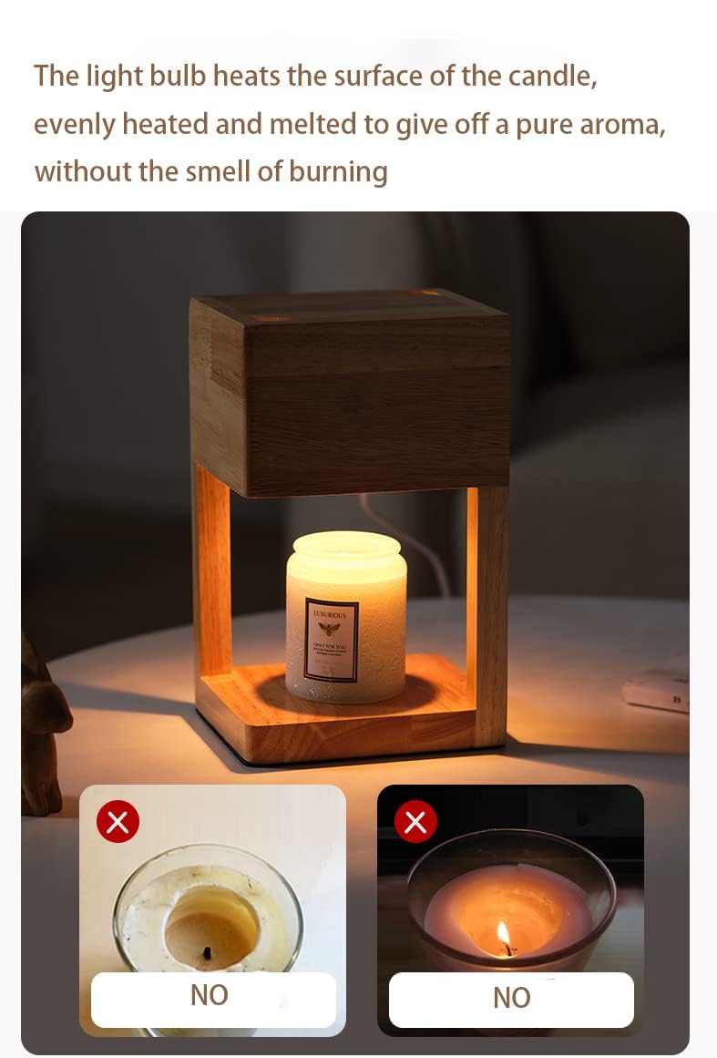 Wooden Candle Warmer Lamp with Timer and Auto Shut Off K71801