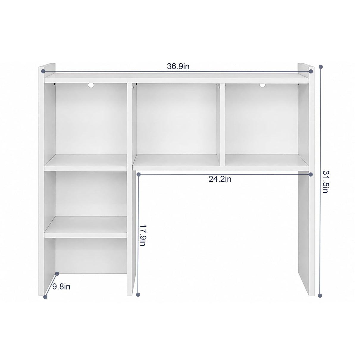 White Desk Hutch with 5 Shelves E4360