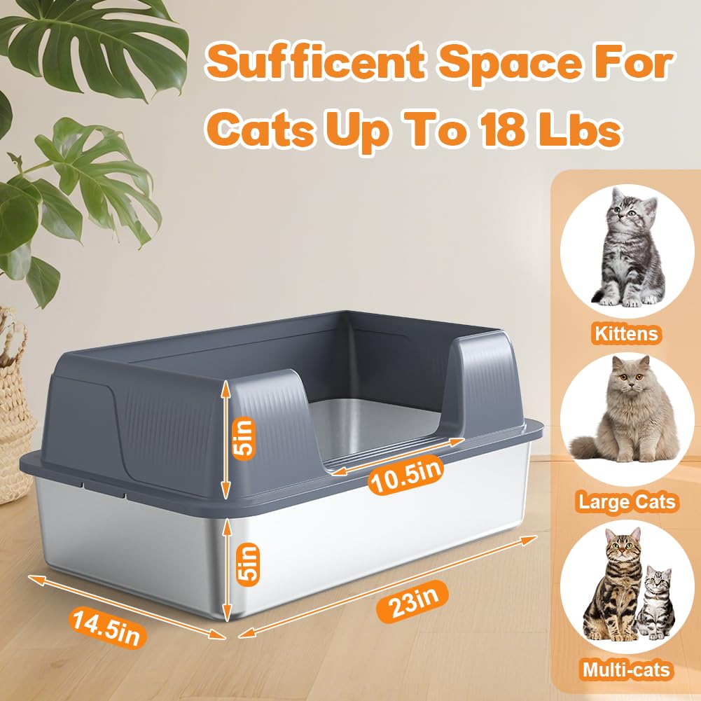 XL Stainless Steel Cat Litter Box L366