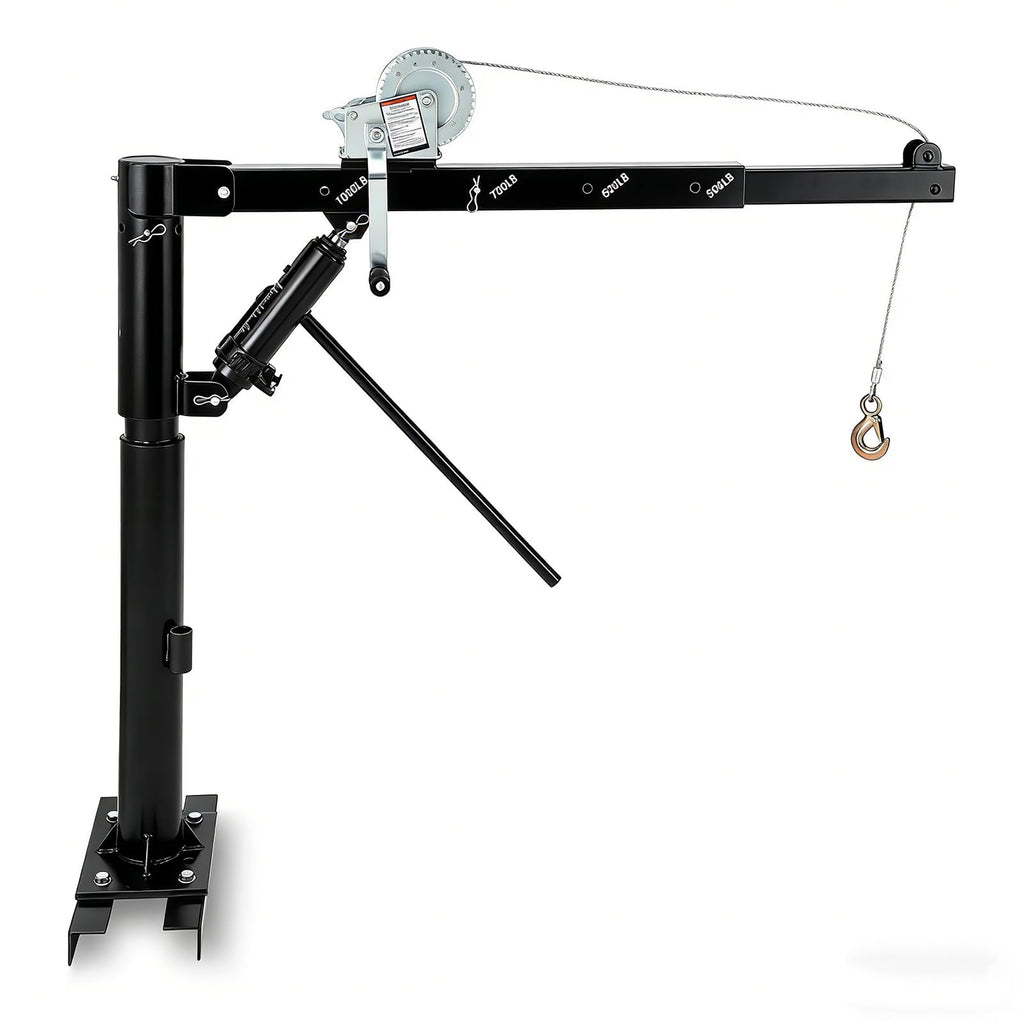 1000 LBS Hydraulic Pickup Truck Crane with Manual Winch W45085
