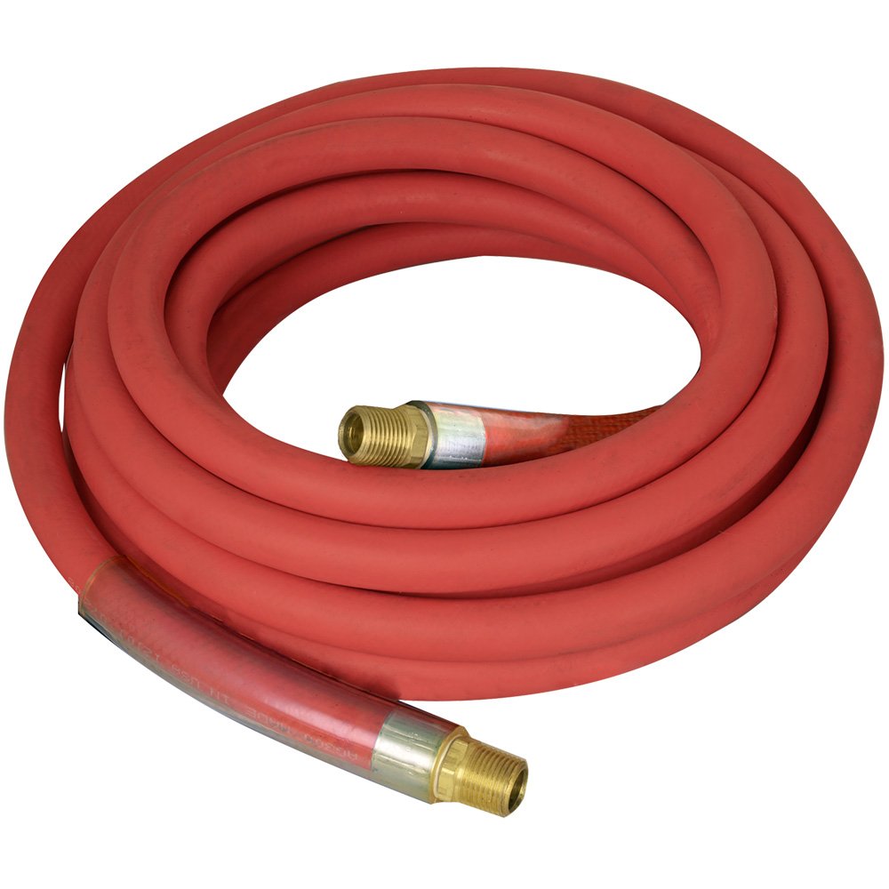 3/4" x 100' Industrial Rubber Water Hose Assembly with Male x Female Garden Hose Thread Fittings, Black W55794