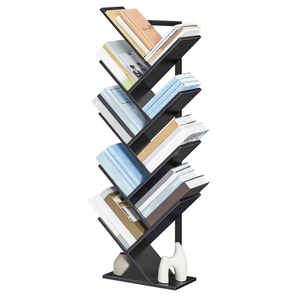Black 9-Tier Wood Tree Bookshelf O188