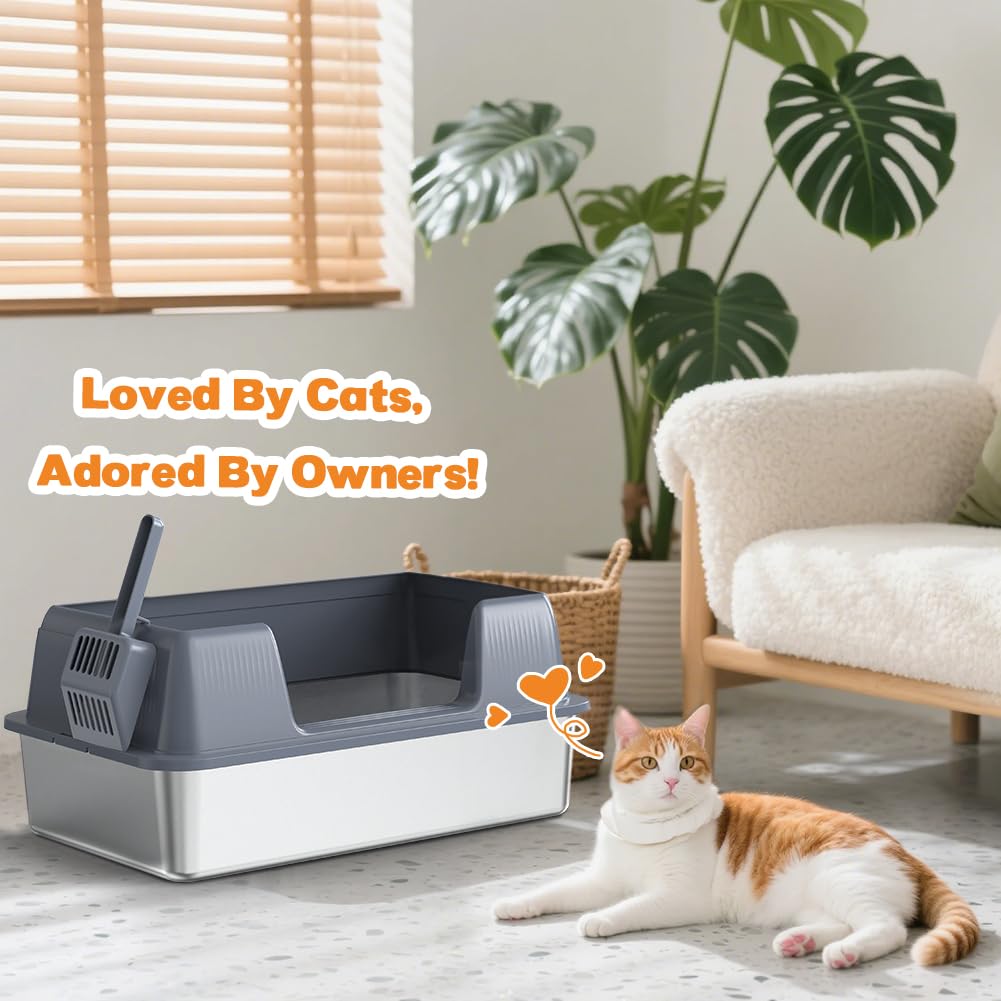 XL Stainless Steel Cat Litter Box L366