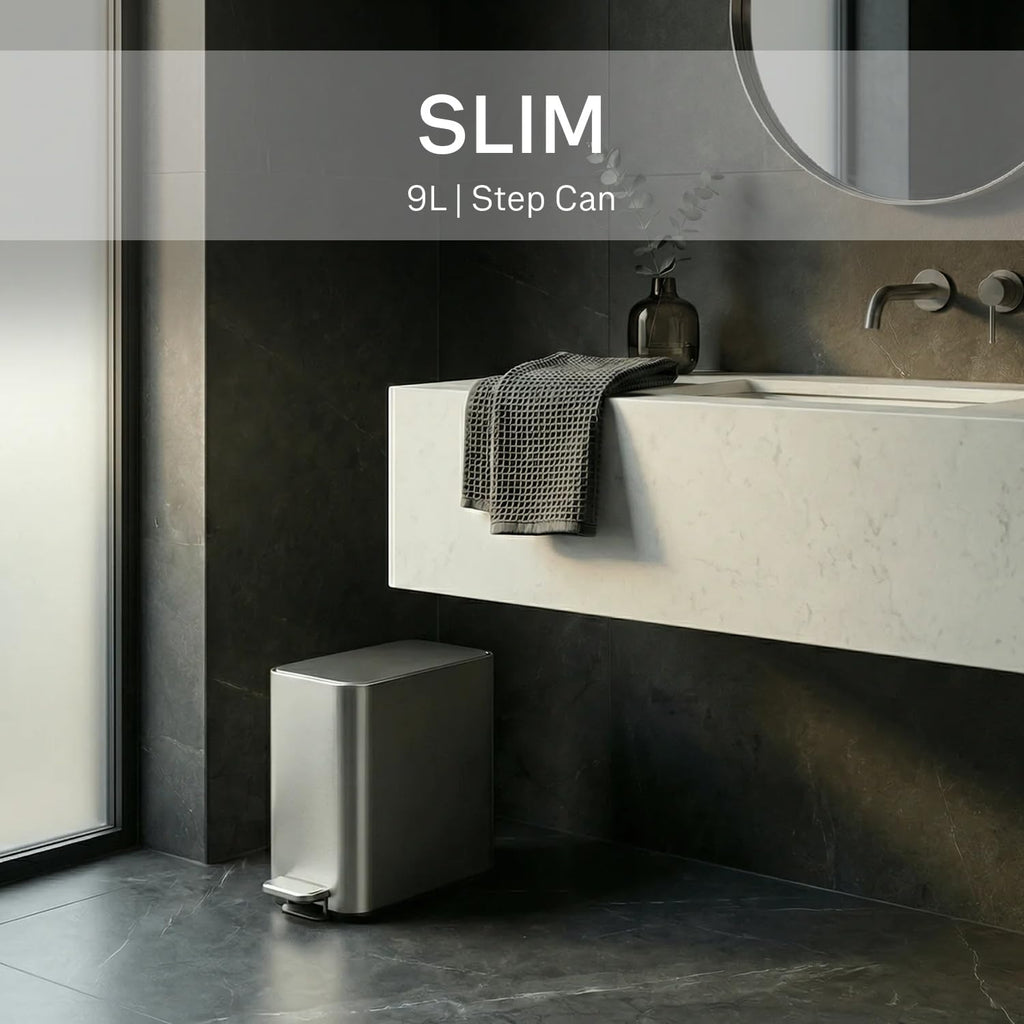 9L Brushed Stainless Steel Slim Step Trash Can B1845