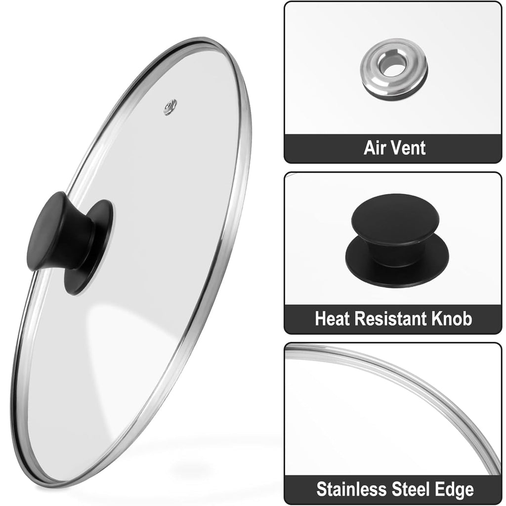 12 Inch Tempered Glass Pan Lid with Silicone Handle Y7732