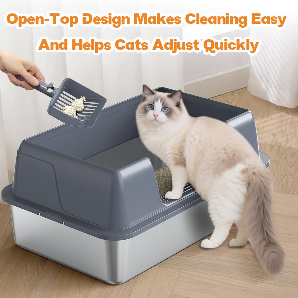 XL Stainless Steel Cat Litter Box L366