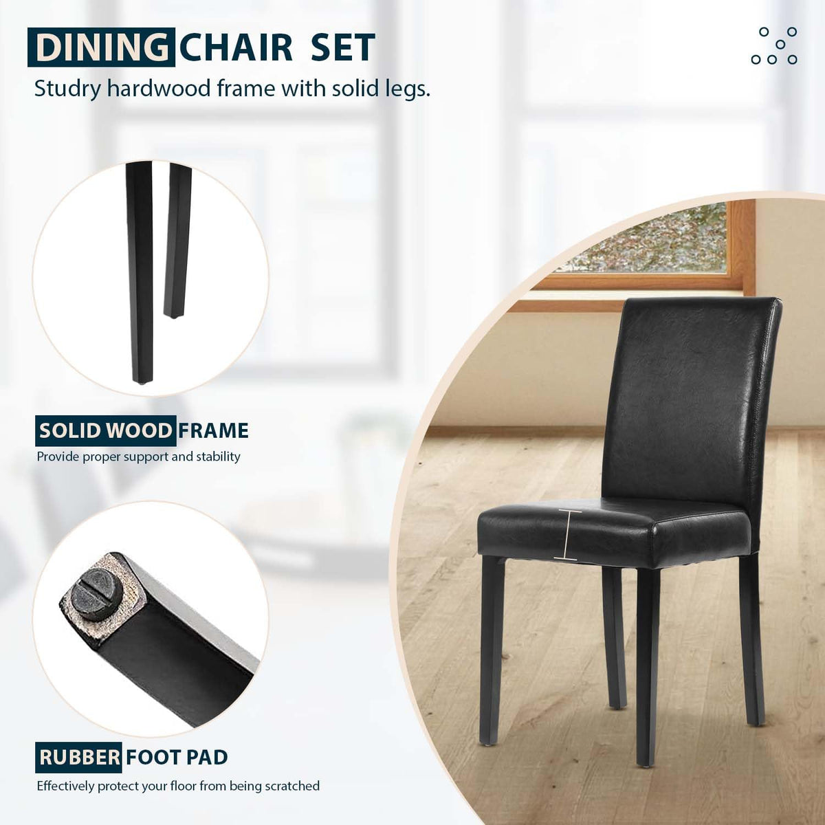 Black PU Leather Set of 4 Dining Chairs G129850