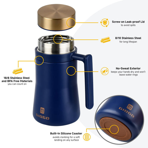16 oz Insulated Coffee Mug with Handle X407409