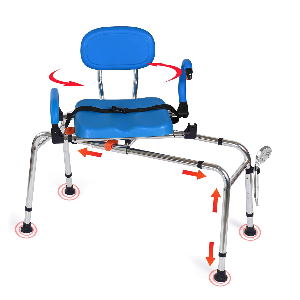 Sliding Shower Chair Tub Transfer Bench with 360° Swivel Seat K360888