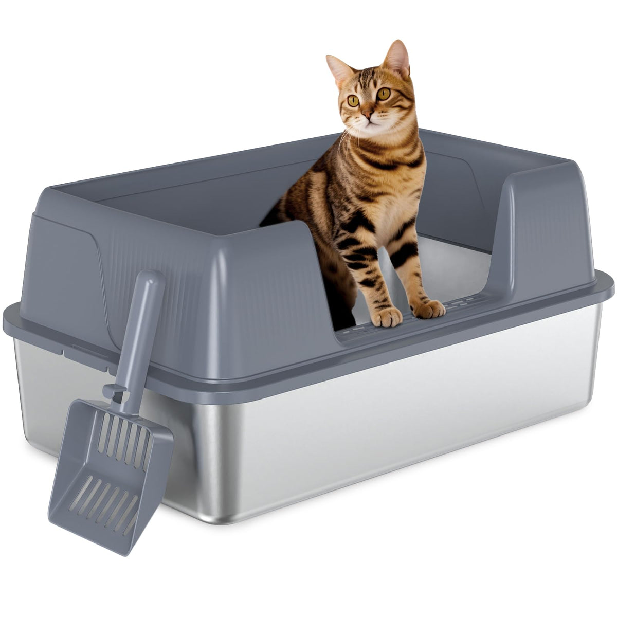 XL Stainless Steel Cat Litter Box L366
