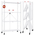 4 Tier White Metal Storage Shelves with Wheels L800
