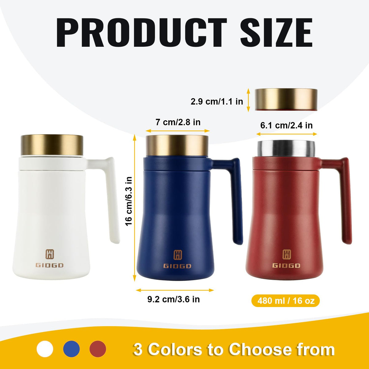 16 oz Insulated Coffee Mug with Handle X407409
