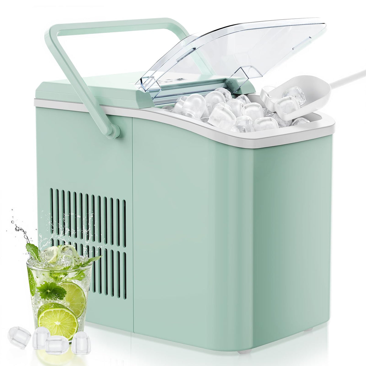 Portable Countertop Ice Maker with Basket & Scoop, 2 Cube Sizes I202902
