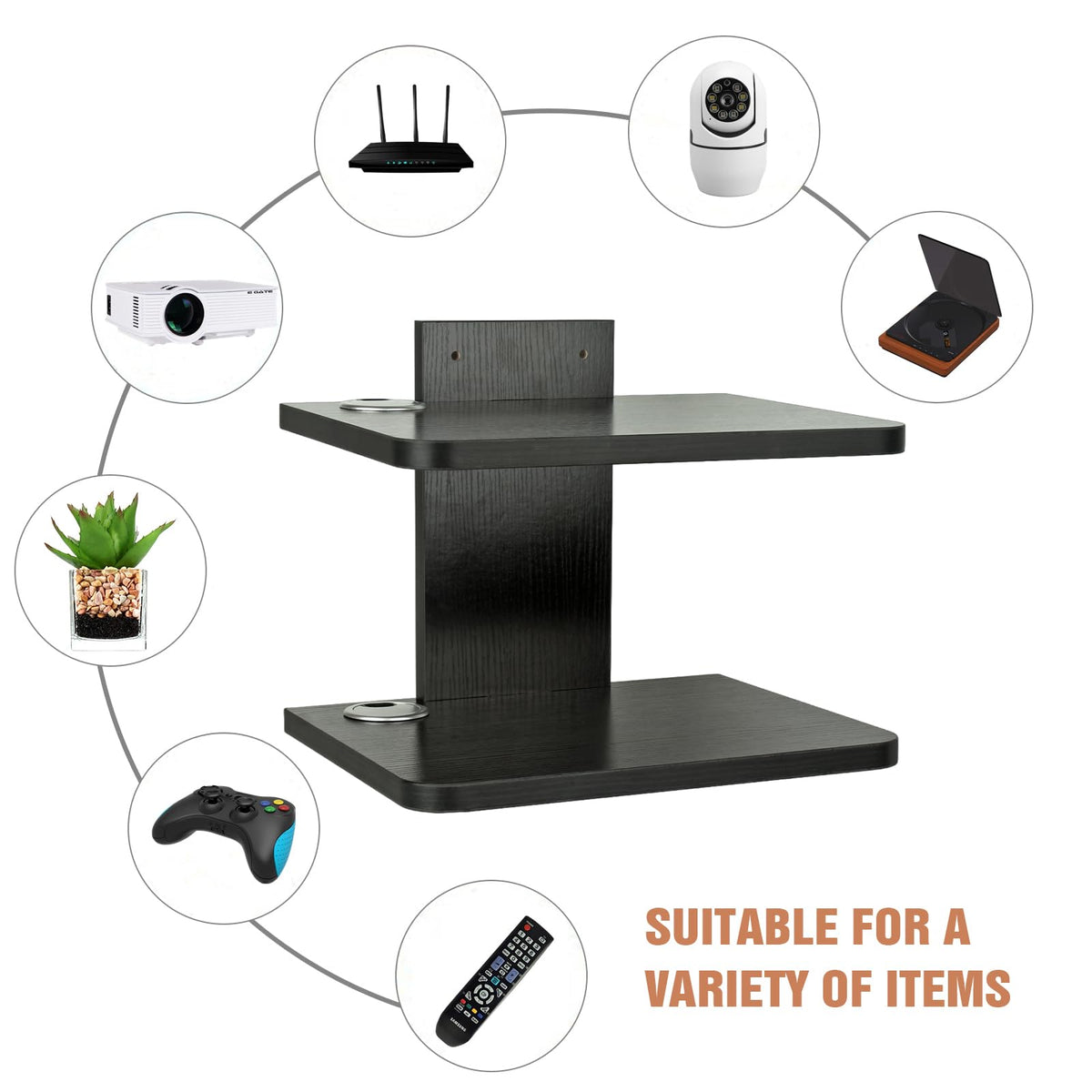 Black 2 Tier Projector Wall Mount P475