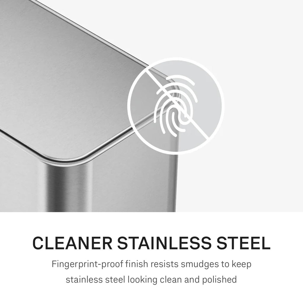 9L Brushed Stainless Steel Slim Step Trash Can B1845