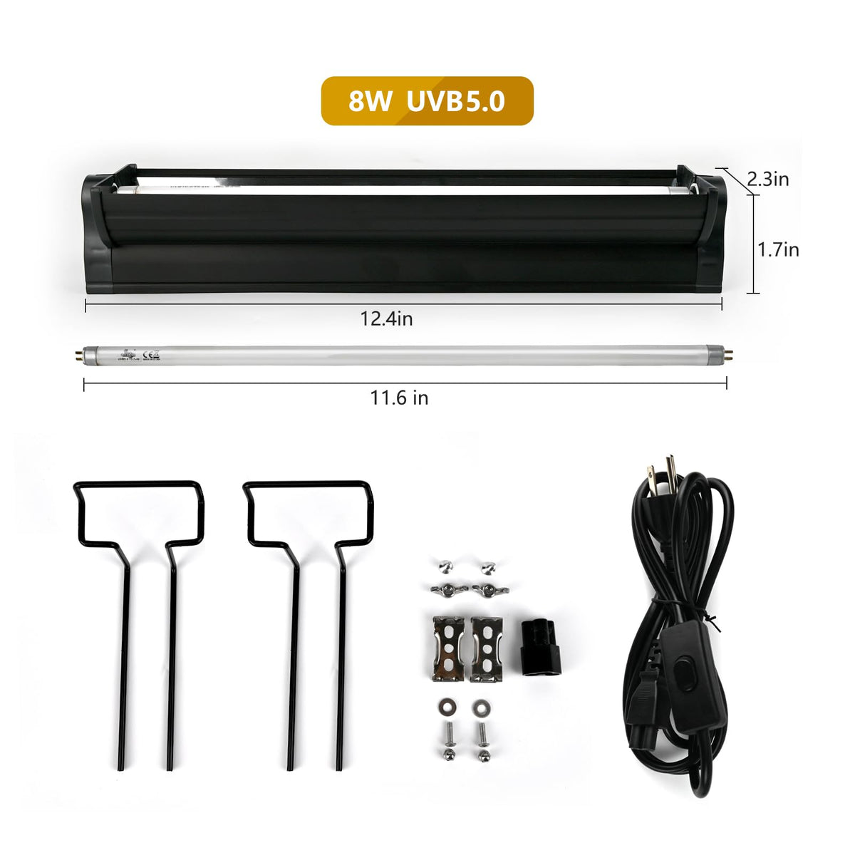8W T5 UVB Lighting Combo Kit with Desert 5.0 Bulbs D169