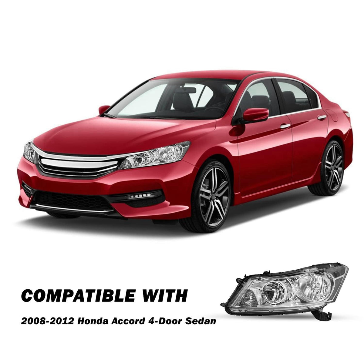 2008-2012 Honda Accord Sedan Chrome Clear Headlights Assembly H5757