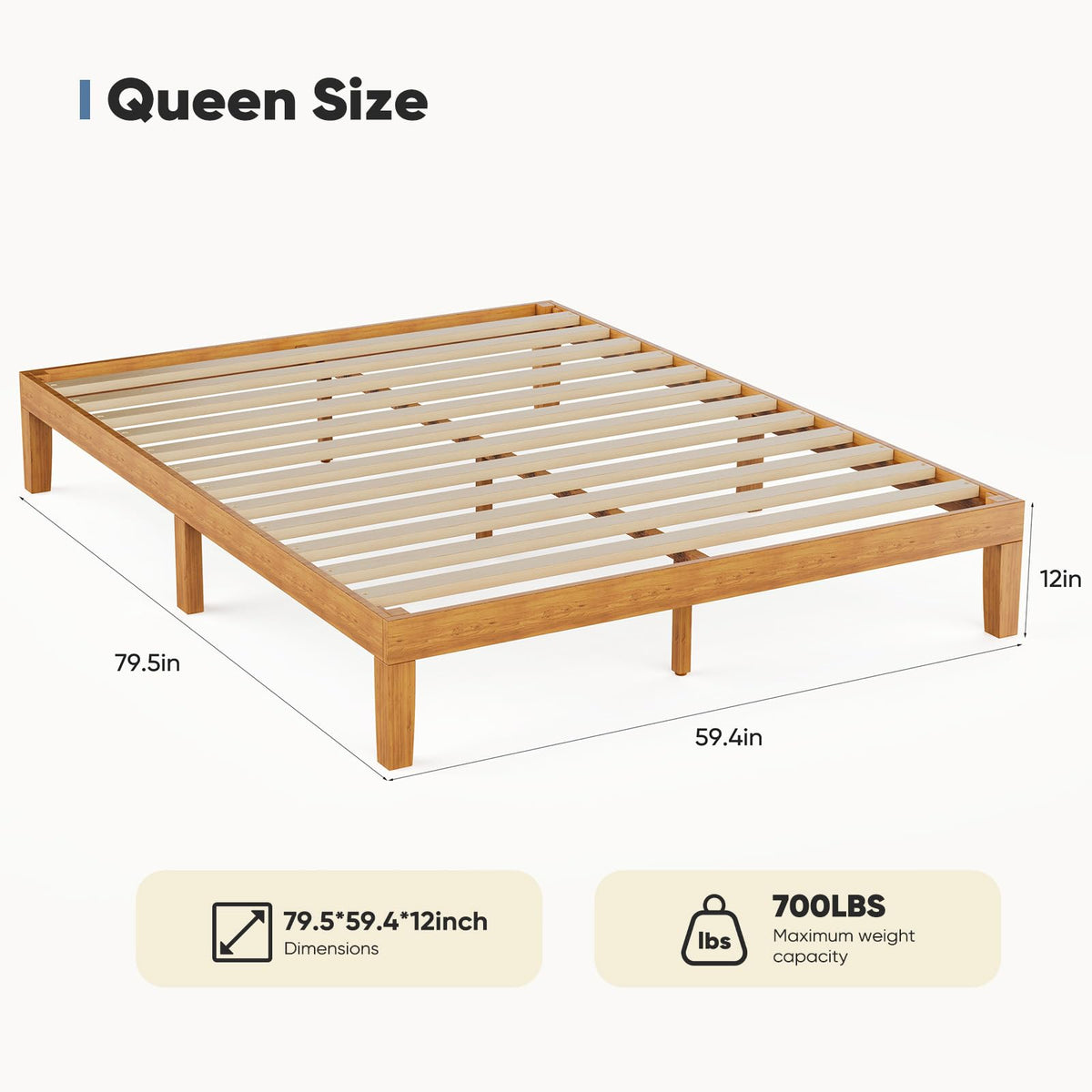Queen Bed Frame with Wood Slat Support W864153