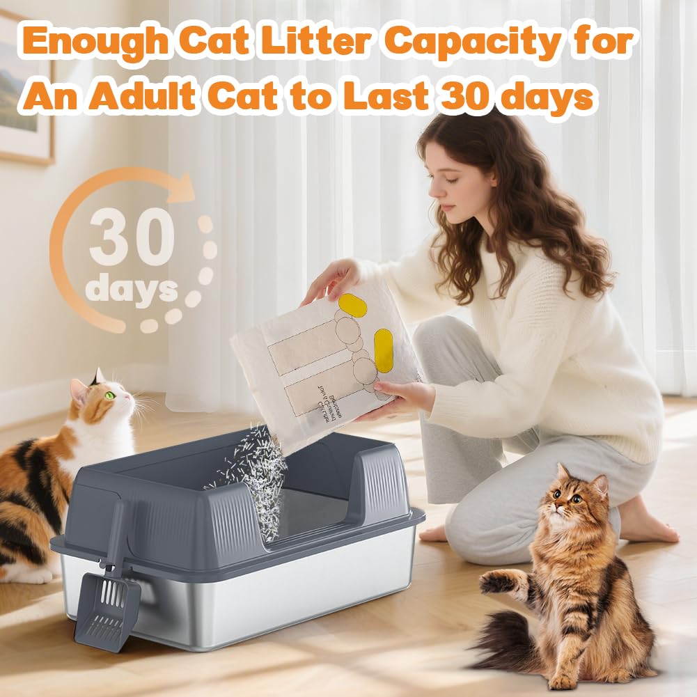 XL Stainless Steel Cat Litter Box L366