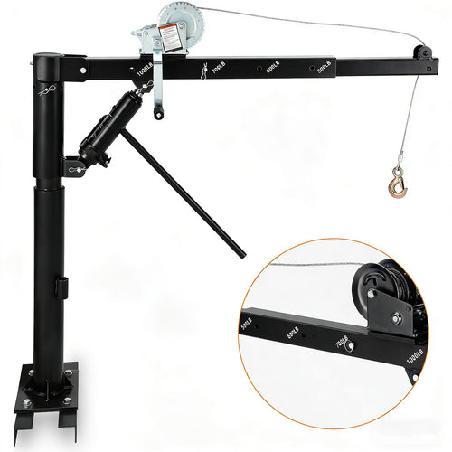 1000 LBS Hydraulic Pickup Truck Crane with Manual Winch W45085