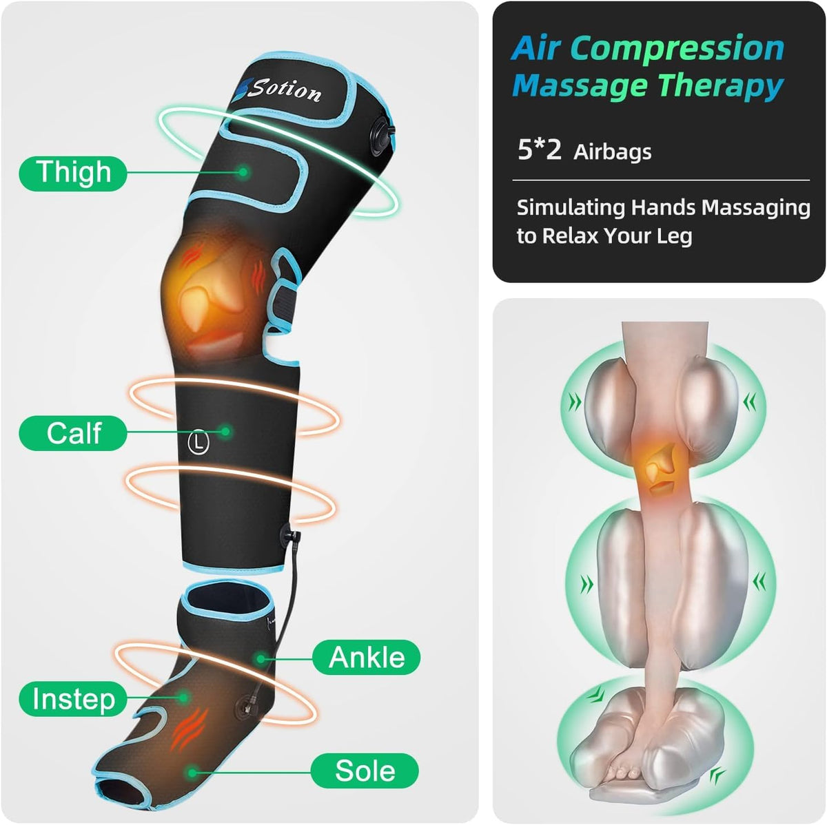 Air Compression Heat Leg Massager G428