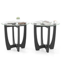 Glass Round End Table Set of 2, 23.5" Black Y908