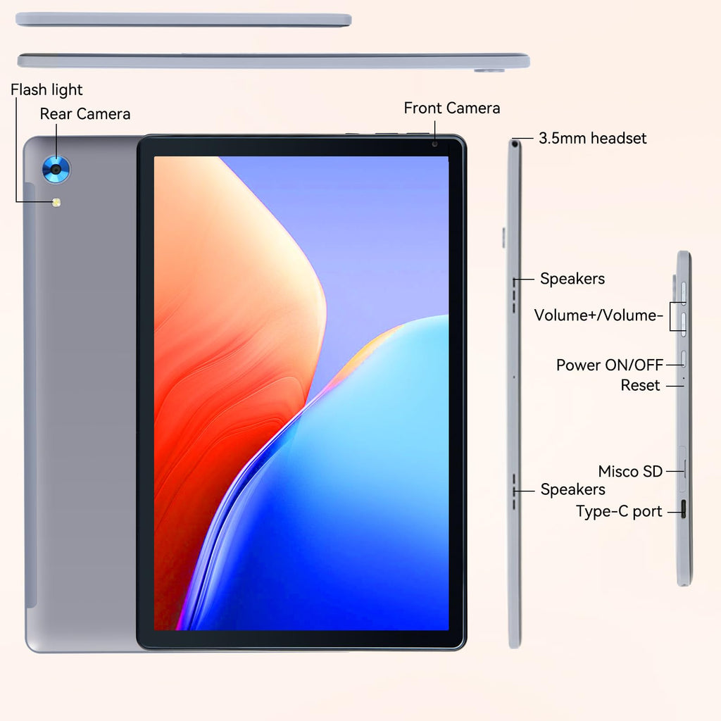 10.1" Android Tablet with Octa-core Processor 24GB RAM 128GB ROM HD IPS Touchscreen K370240