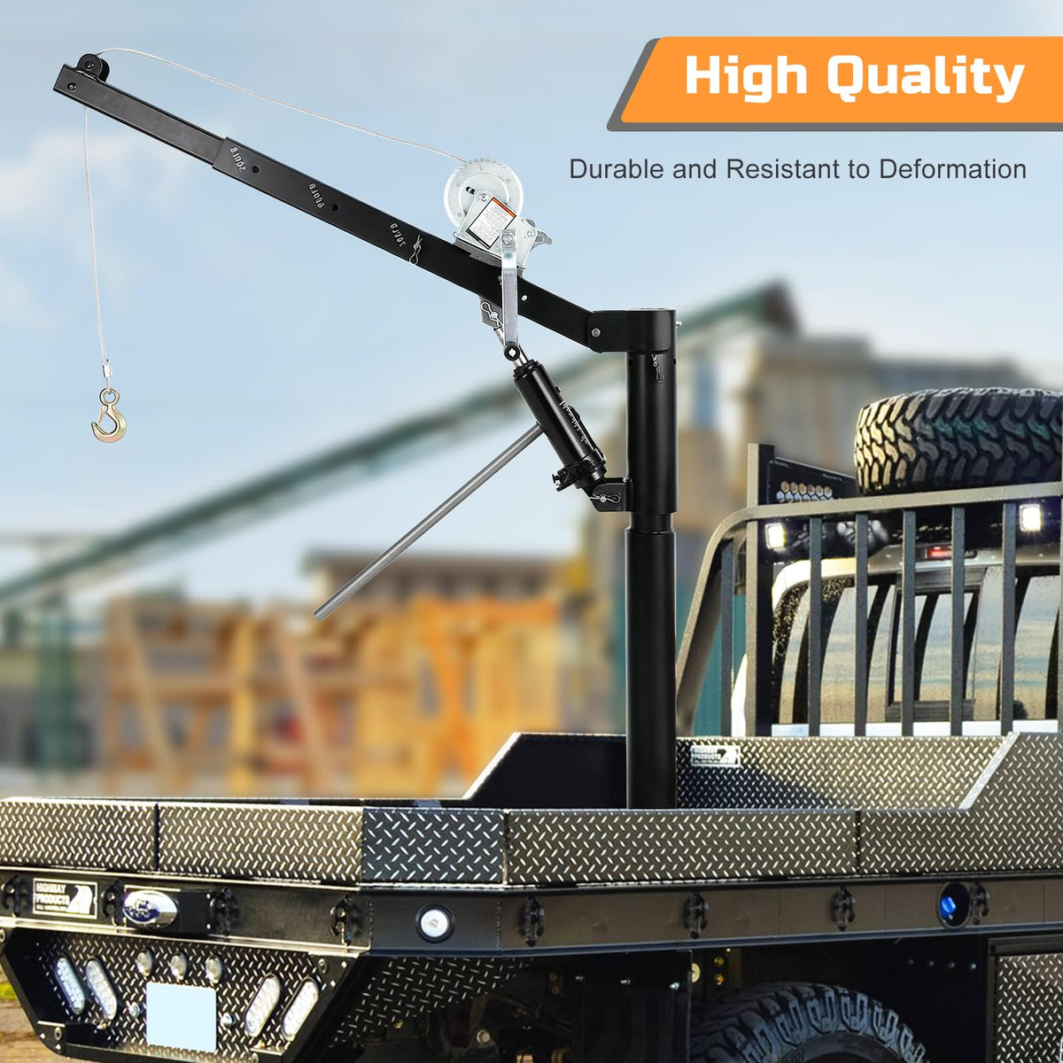1000 LBS Hydraulic Pickup Truck Crane with Manual Winch W45085
