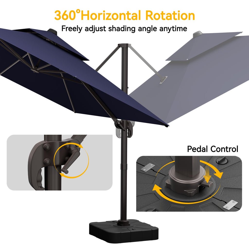 10x13 FT Cantilever Patio Umbrella with Base V557