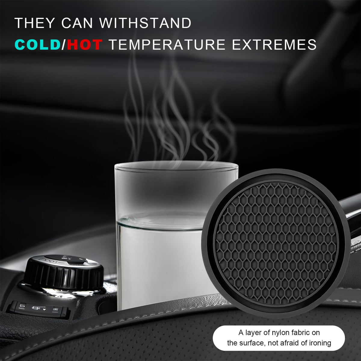 Black Non-Slip Silicone Car Cup Coasters T814