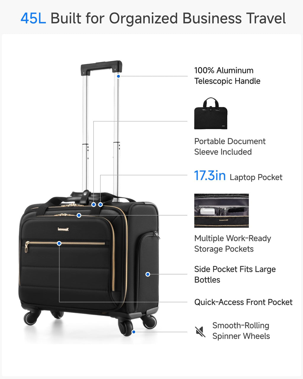 Black Rolling Laptop Bag V29235