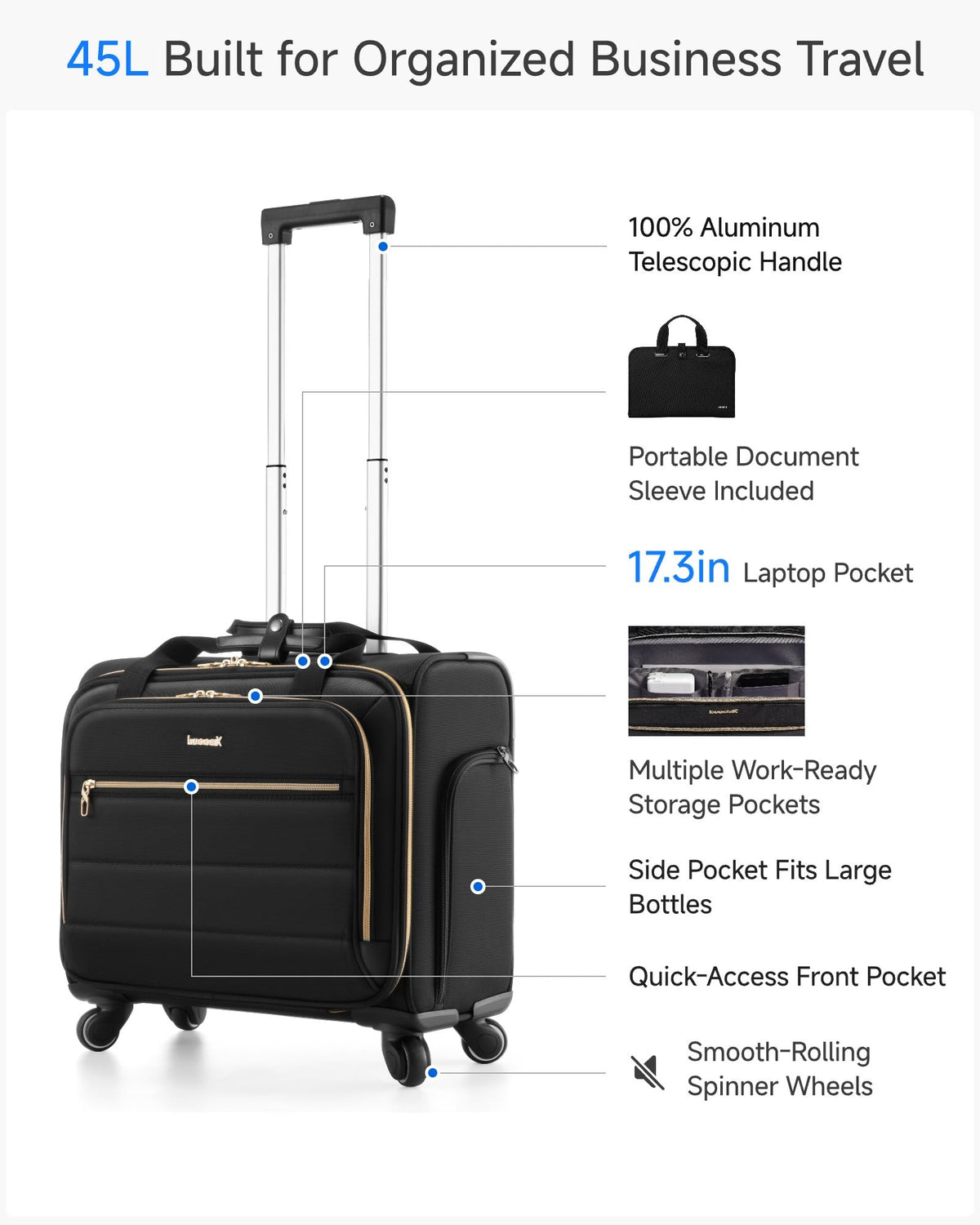 Black Rolling Laptop Bag V29235