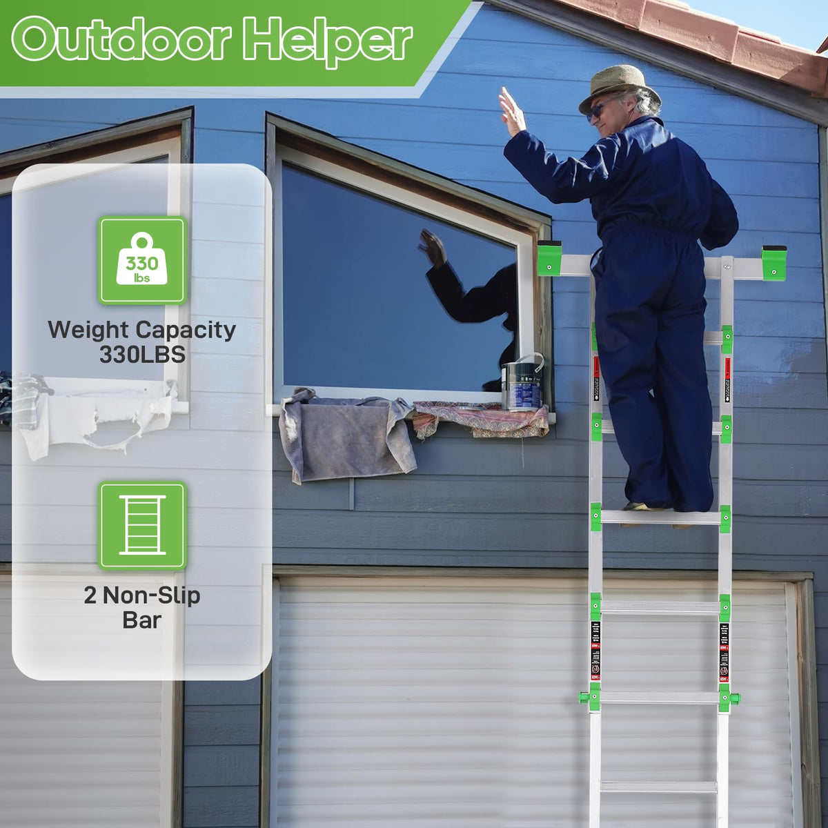5 Step 17 Ft Anti-Slip Aluminum Folding Ladder X4120