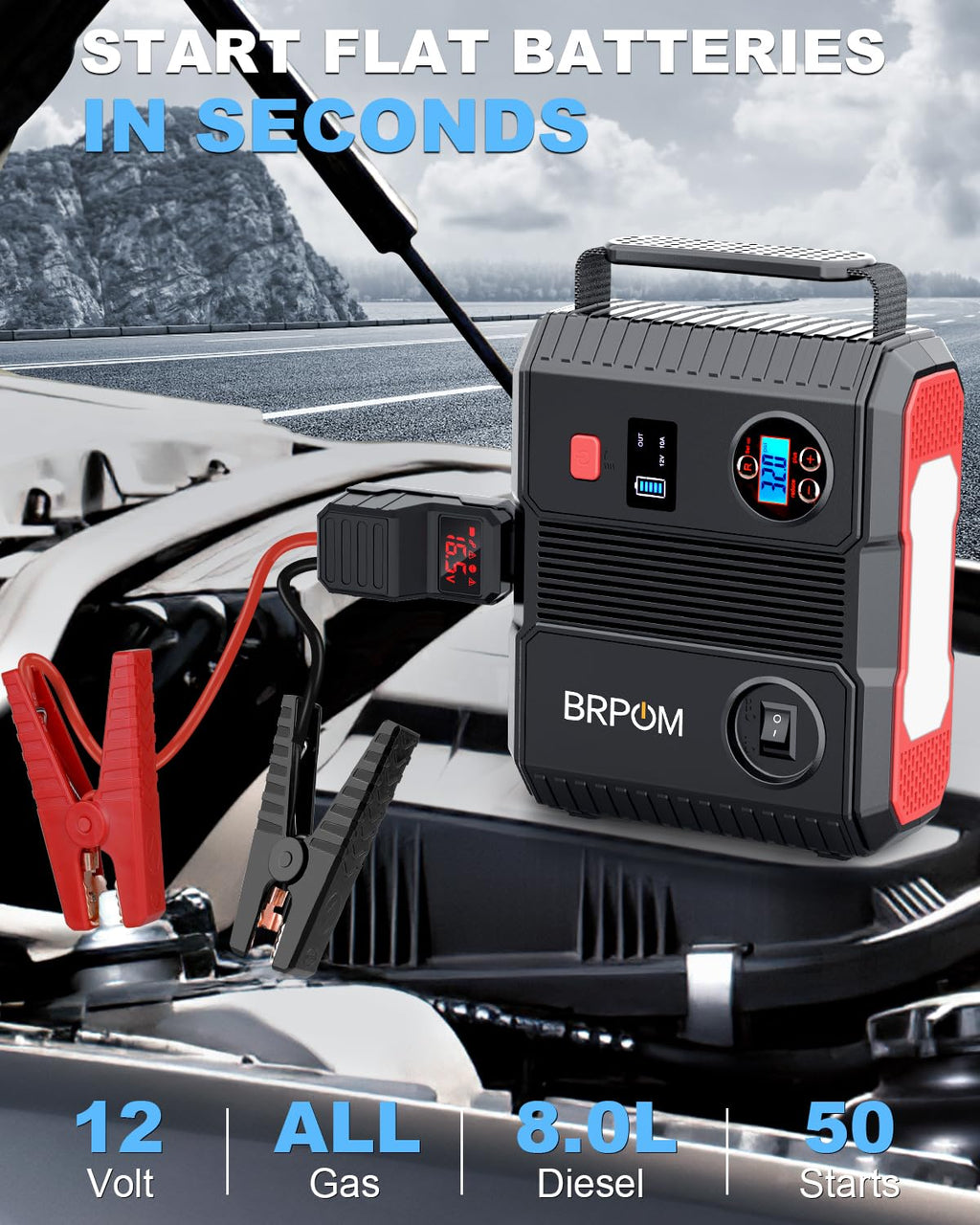 Car Jump Starter with Air Compressor 9000A Peak 26800mah 160PSI 12V U58517
