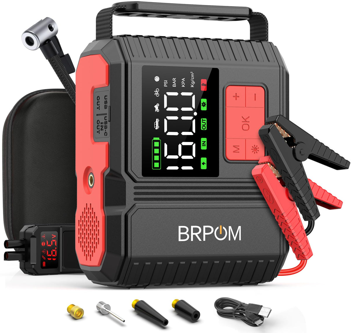 Car Jump Starter with Air Compressor 9000A Peak 26800mah 160PSI 12V U58517