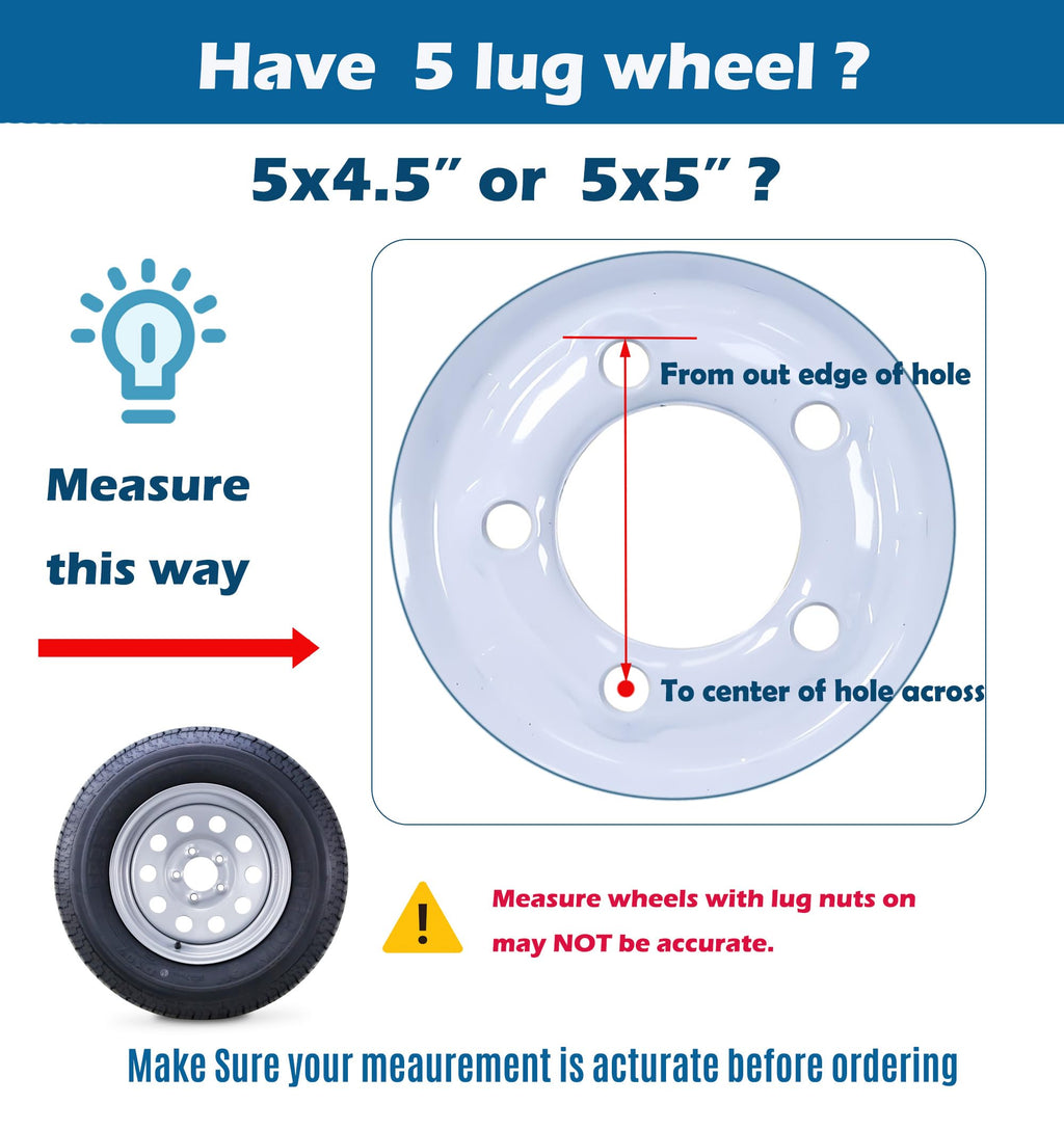 Trailer Tire Wheel ST205/75D15 6PR 101L 5X4.5 White Spoke Pk2 R3247