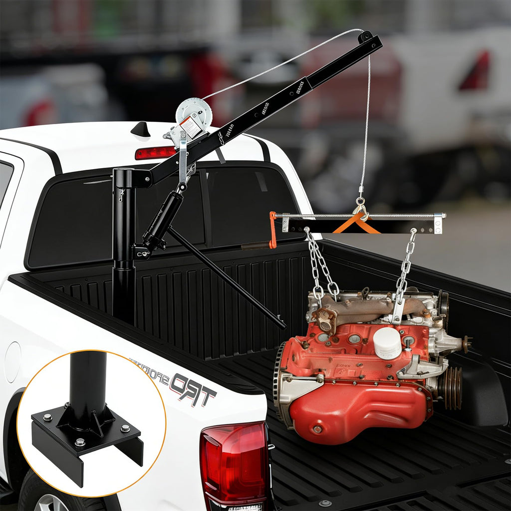 1000 LBS Hydraulic Pickup Truck Crane with Manual Winch W45085
