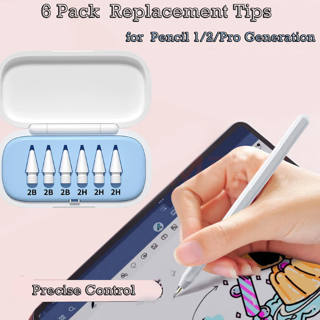 6 Pack Replacement Pencil Tips with Case I712
