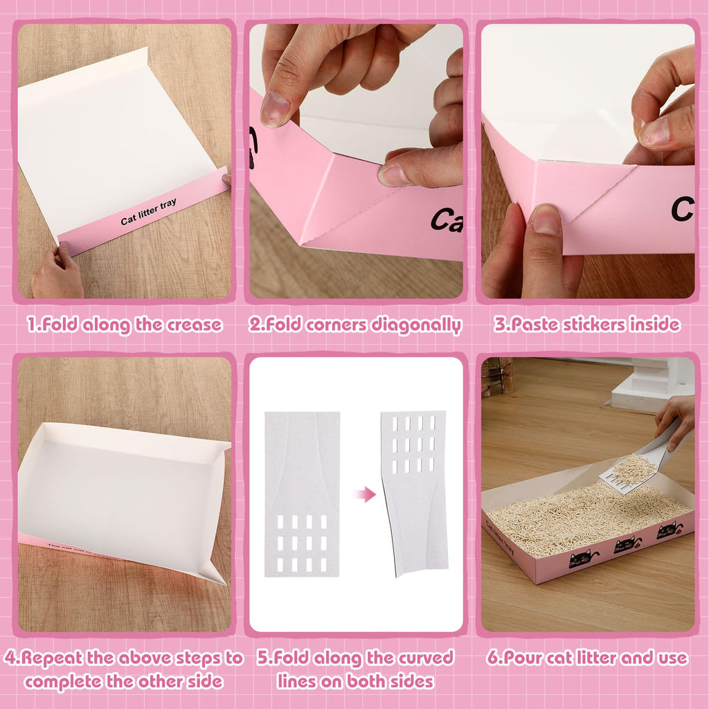 60 Pcs Disposable Cat Litter Boxes with Scoops Q266