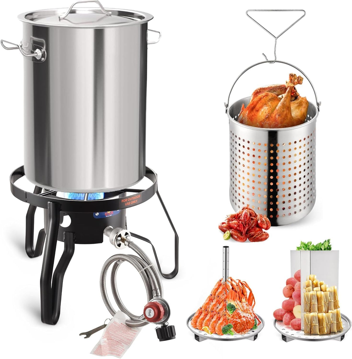 40QT Stainless Steel Stock Pot and 55,000BTU Propane Burner P6632