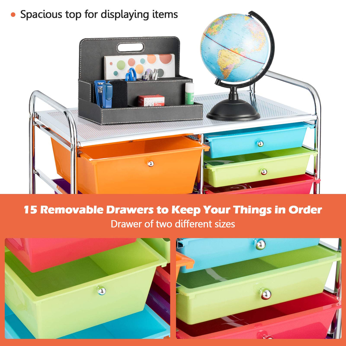 15 Drawer Rolling Storage Cart with 4 Wheels Z2147