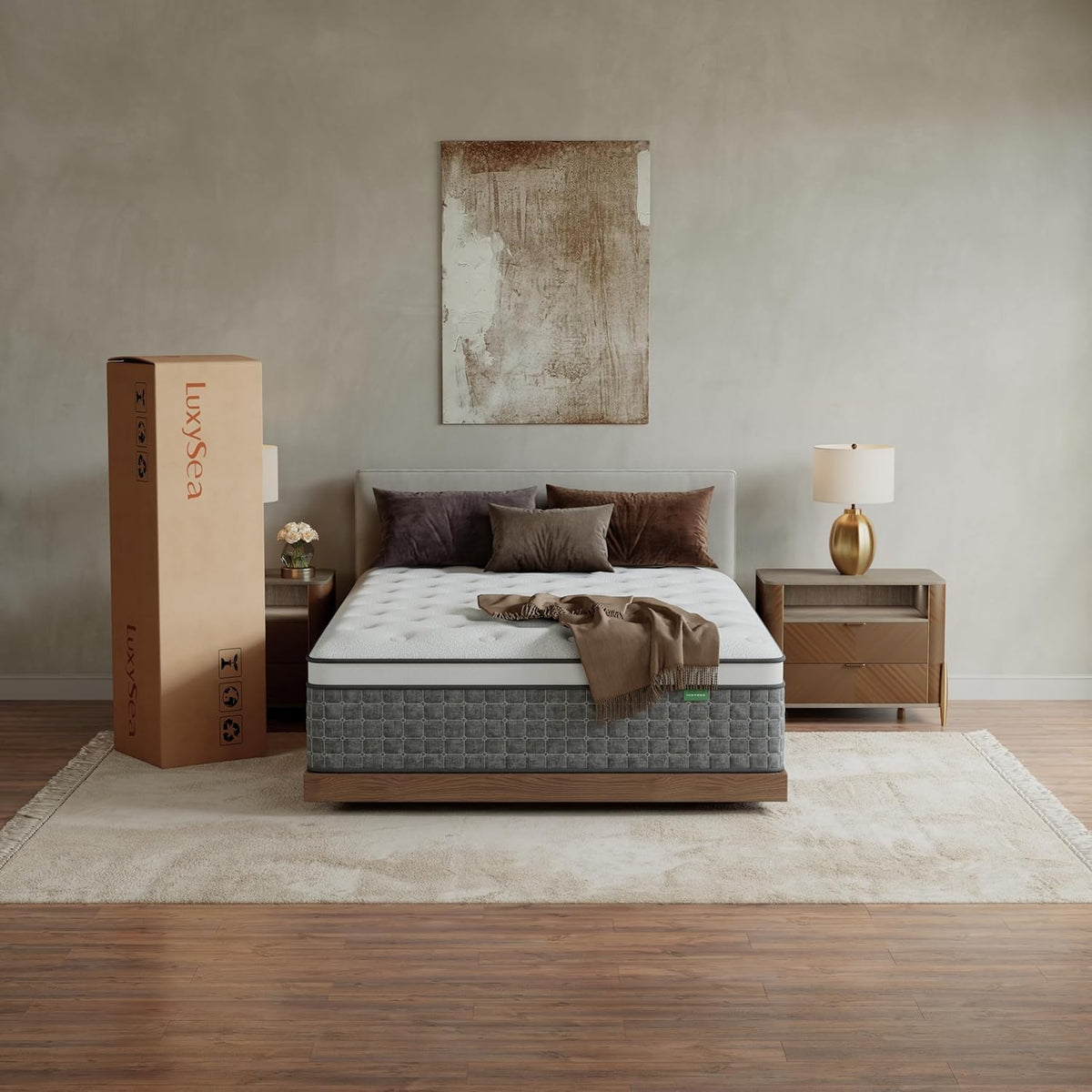 Full Size 12 Inch Medium Firm Hybrid Mattress in a Box H7172