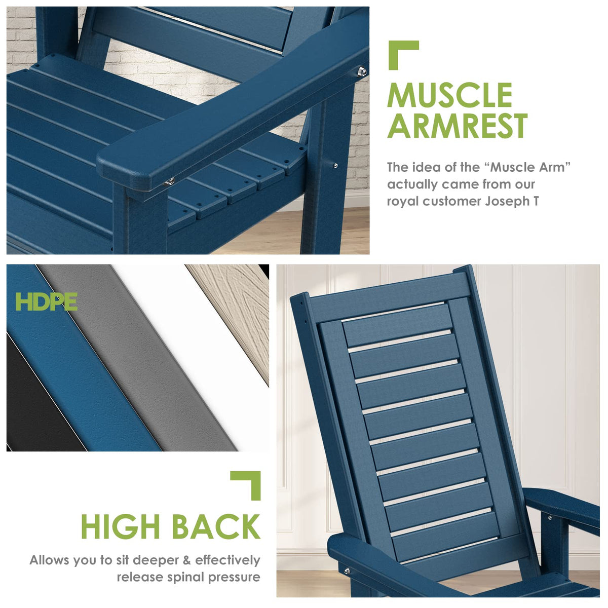 Oversized Outdoor Rocking Chairs Set of 2 Blue T48784