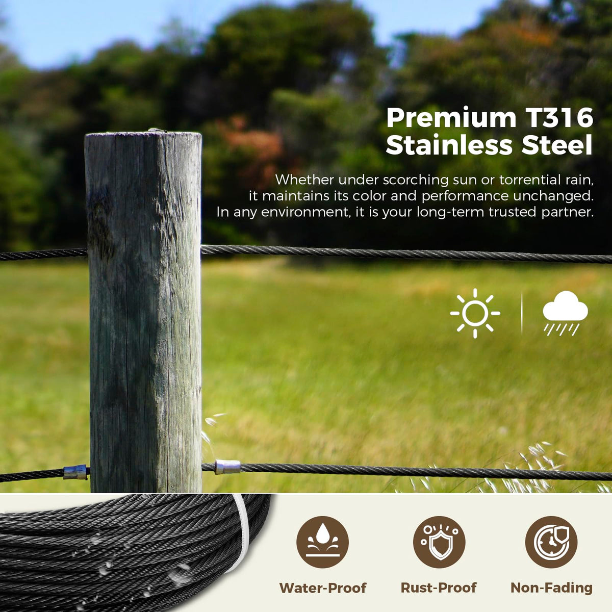 1/8" Black Stainless Steel Cable N41471